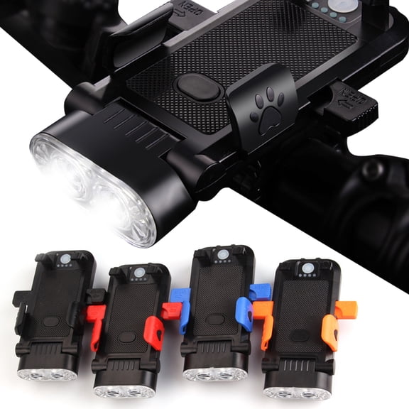 sunsanly Bicycle Headlight Phone Holder with High Decibels Horn Rechargeable Super Bright Lightweight Adjustable Night Riding Road Mountain Bike LED Lamp