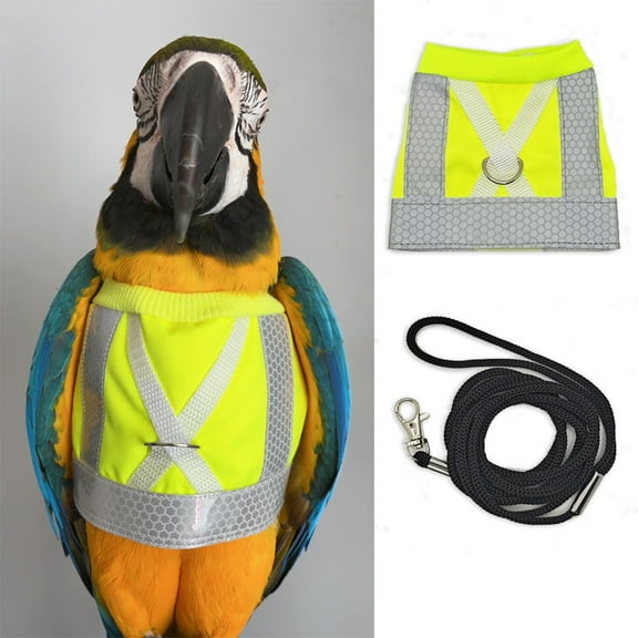 sunsanly Bird Flight Harness Vest Parrot Suit with Leash Reflective Vest Bird Clothes for Cockatiels Conures Budgies Parrot Flying Training Clothes Leash Set