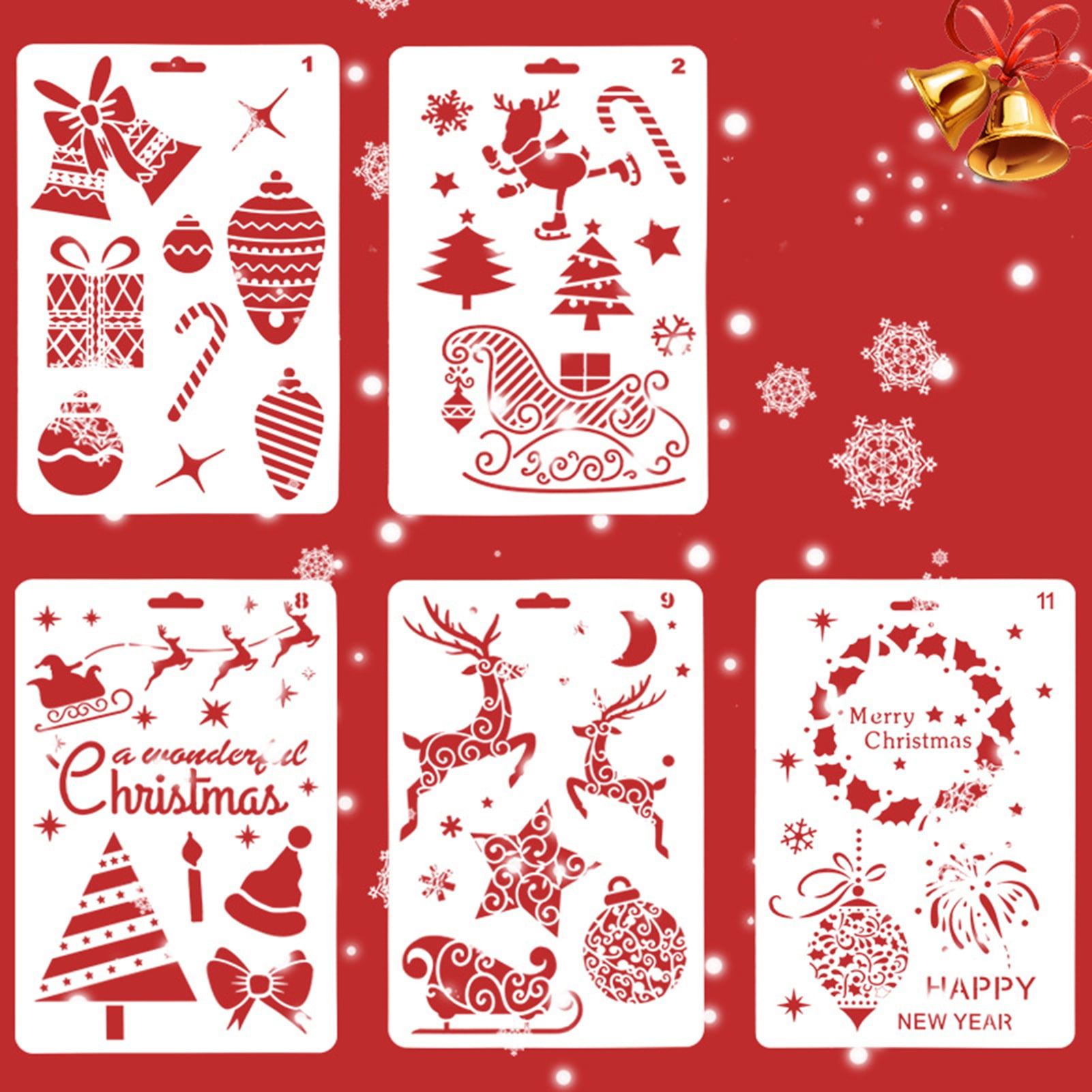 sunsanly Cake Stencil Xmas Theme Hollow Out Decorative PET Christmas ...