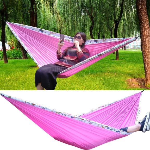 sunsanly Camping Hammock Quick-drying Stain-resistant Portable Swing Tree Hammocks Printed Double Single Hammock Outdoor Tent Camp Essentials