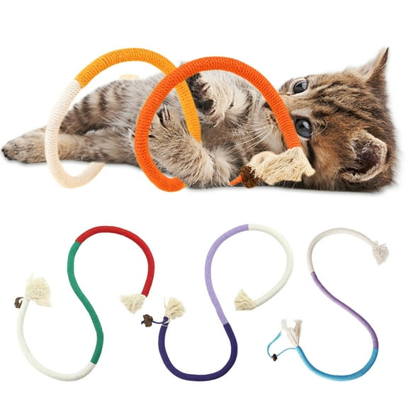 sunsanly Cat Teething Chew Toys Gum Protection Boredom Relief Toys Interactive Bite-resistant Dental Cotton Rope Toys for Aggressive Cats And Kittens Indoor Interaction