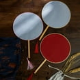 thumbnail image 1 of sunsanly Chinese Style White Round Fan Vintage Handmade DIY Fans Bamboo Hand Fan Hand-edged Handheld Fan for Events Weddings Parties Summer Outings, 1 of 7