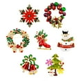 thumbnail image 1 of sunsanly Christmas Brooch Wreath Christmas Tree Snowman Decor Snowflake Decor Colorful Rhinestone Exquisite New Year Gift Sweater Coat Decor Jewelry, 1 of 8