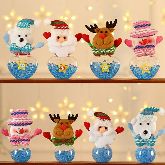 sunsanly Christmas Candy Jar Clear with Cartoon Santa Claus Reindeer Snowman Bear Lid Reusable Plastic Mini Candy Container Party Favors