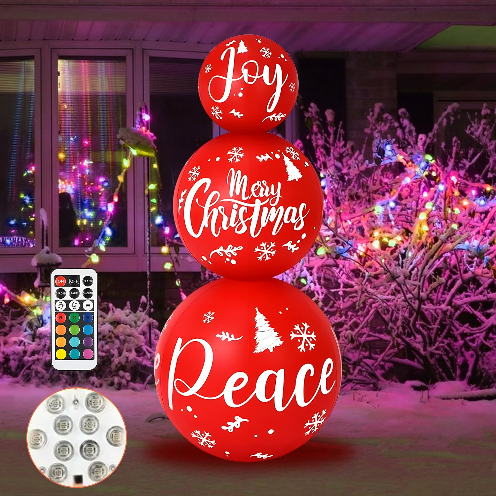sunsanly Christmas Inflatable Ball Light Up Reusable Stacked Balls 54 ...