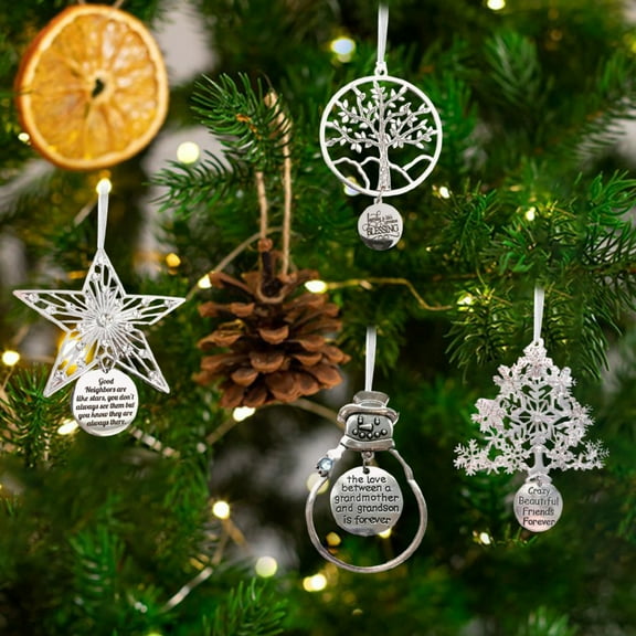 sunsanly Christmas Metal Hanging Decoration Snowman Snowflake Star Tree Hanging Ornament Pendant Neighbors Friends Family Holiday Party Gift