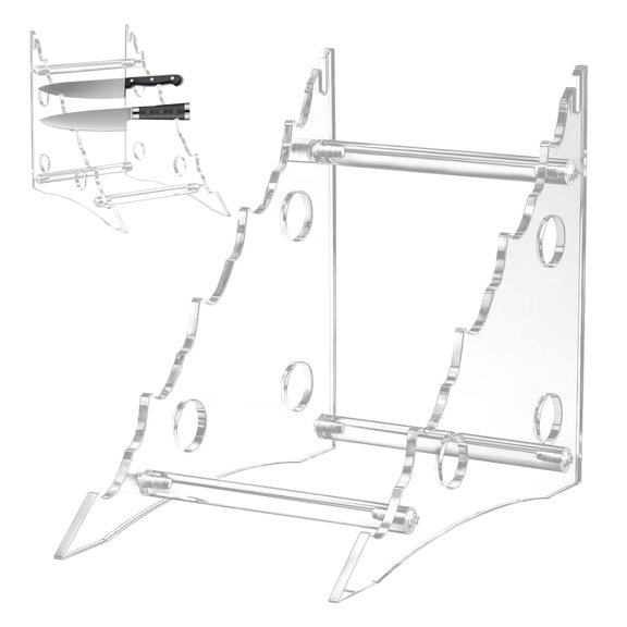 sunsanly Clear Acrylic Cutter Display Stand 4 Layers Detachable Cabinet Countertop Outdoor Pocket Fruit Cutter Holder Organizer Storage Rack