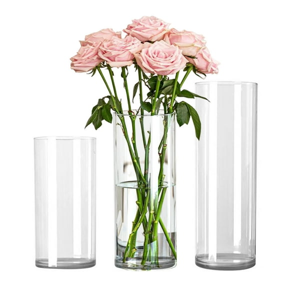 sunsanly Clear Cylinder Vase Wedding Party Dining Table Centerpiece Decoration Hydroponic Flower Holder Transparent Container Hurricane Candle Holder