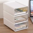 sunsanly Clear Plastic Desk Organizer Drawer Stackable Desktop Storage