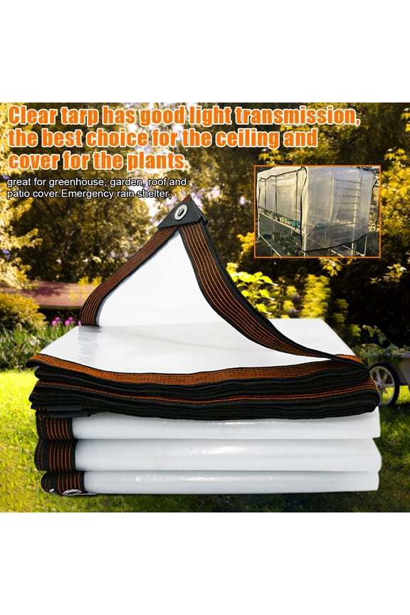 Clear Tarpaulin Outdoor Garden Rainproof Covering with Rope Multifunctional Waterproof Tarp for Patio Plants Camping Canopy