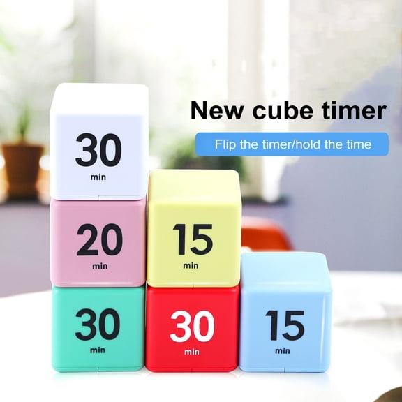 sunsanly Cube Timer 15/20/30/60 Minutes Countdown Rotation Timer for Tasks Work Study Kitchen Silent Alarm Vibrate Portable Pocket Size Easy Operation Timer for Cooking