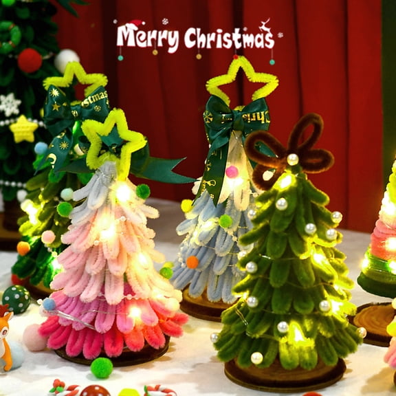 sunsanly DIY Twist Stick Christmas Tree Mini DIY Tree Kit Twisted Xmas Tree Ornaments Table Top Figurine for Home Party Wedding Decor