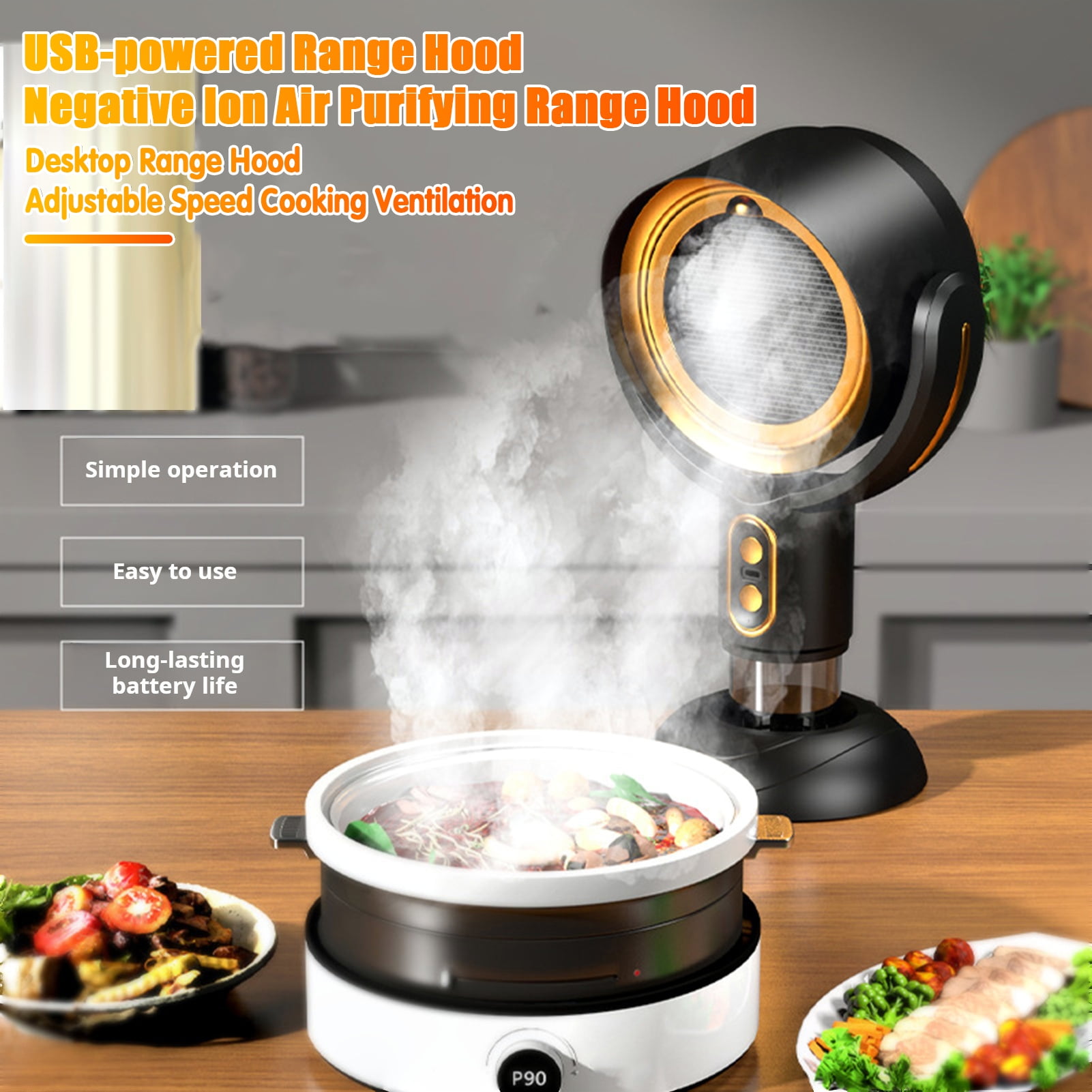 sunsanly Desktop Range Hood USB Powered Negative Ion Mini Portable