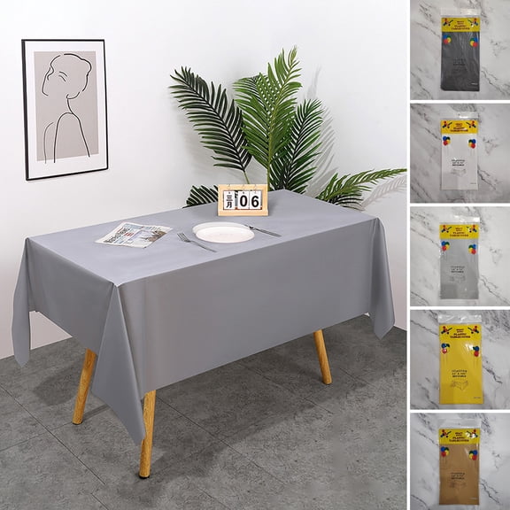 sunsanly Disposable Tablecloth PE Material Thick Rectangular Table Cloth Easy to Use Solid Color Table Cover Birthday Party Decoration