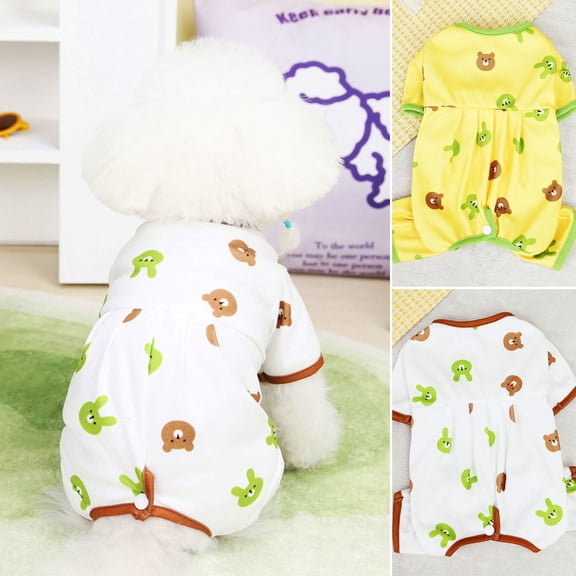 sunsanly Dog Jumpsuit Round Neck Cute Bear Pattern Pet Puppy Dog Romper Costume Pet Supplies