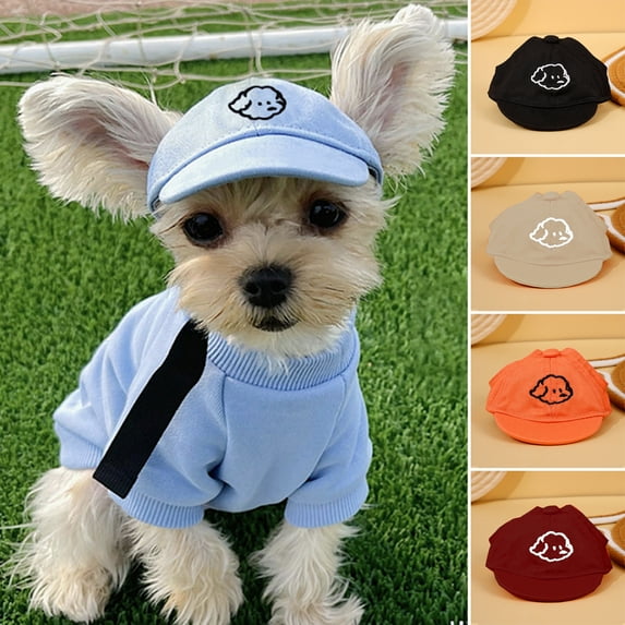 sunsanly Dog Sun Protection Hat with Ear Holes Dog Baseball Cap Pet Canvas Hat Outdoor Pet Visor Cap for Photos Cosplay Parties