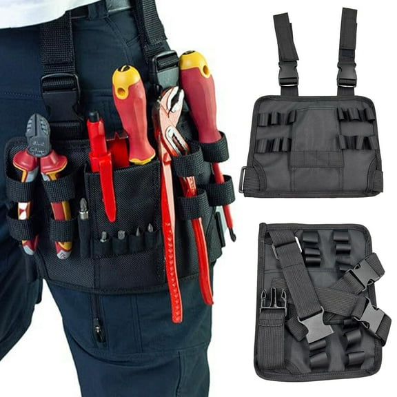 sunsanly Electrician Tool Pouch Storage Bag Ample Storage Capacity Integrated Bit Holder Compact Portable Holster with Adjustable Waist Belt