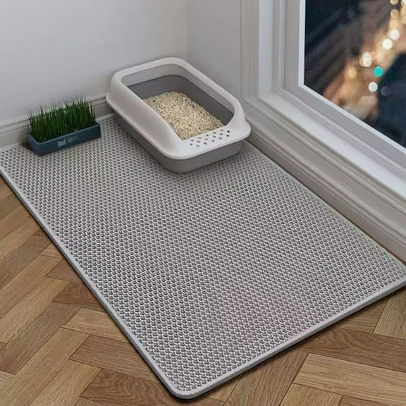 sunsanly Extra Large Cat Litter Mat Double Layer Cat Litter Trapping Mat Non-Slip Waterproof Litter Box Mat Scatter Control Pad