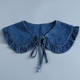 thumbnail image 1 of sunsanly Fake Collar Solid Color Ruffle Trim Lace-up False Collar Dress Shirt Collar Insert Removable Denim False Collar, 1 of 7