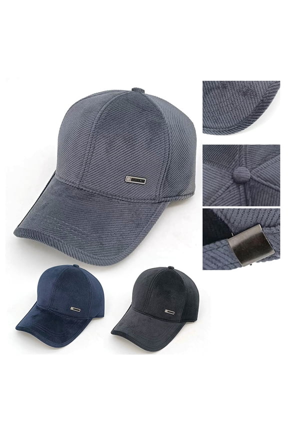 Fall Winter Corduroy Baseball Hat Unisex Cap Sun-Shading Duck Tongue Hat Adjustable Solid Color Long Brim Outdoor Activities Daily Wear Peaked Hat