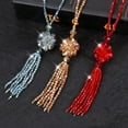 thumbnail image 1 of sunsanly Faux Crystal Necklace Knotted Beaded Long Tassel Shiny All Match Good Gloss Women Long Pendant Sweater Necklace Jewelry Gift, 1 of 8