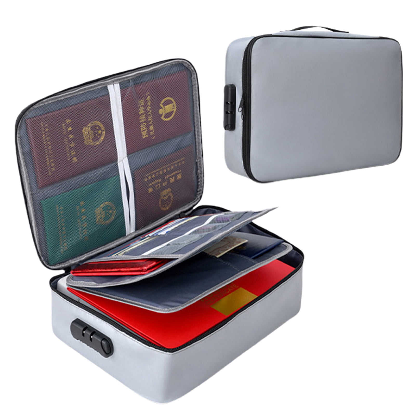 sunsanly Fireproof Document Bag with Password Lock 3-Layer File Storage ...