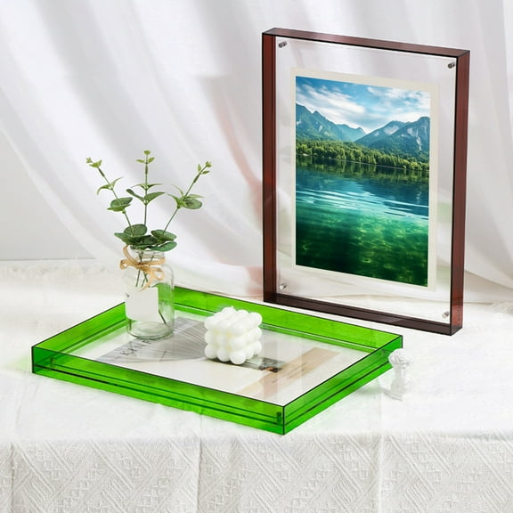 sunsanly Floating Photo Frame Horizontal Vertical Neon Acrylic Home Gallery Office Wall Mount Desktop Standing Decorative Picture Poster Display Frame