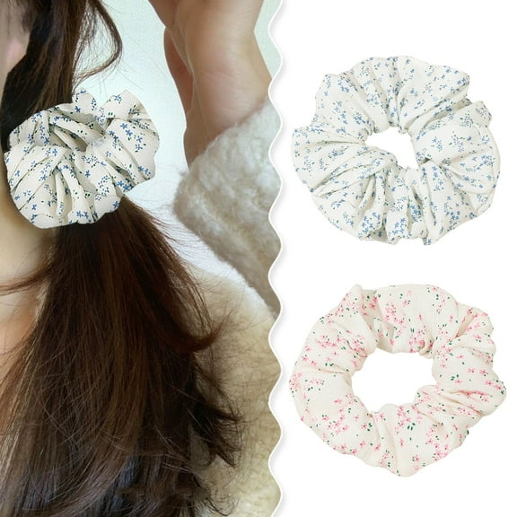 sunsanly Floral Print Hair Band Elastic Fabric Hair Tie Women Hair Rope Daily Party Outing Travel Enlarged Hair Accessories