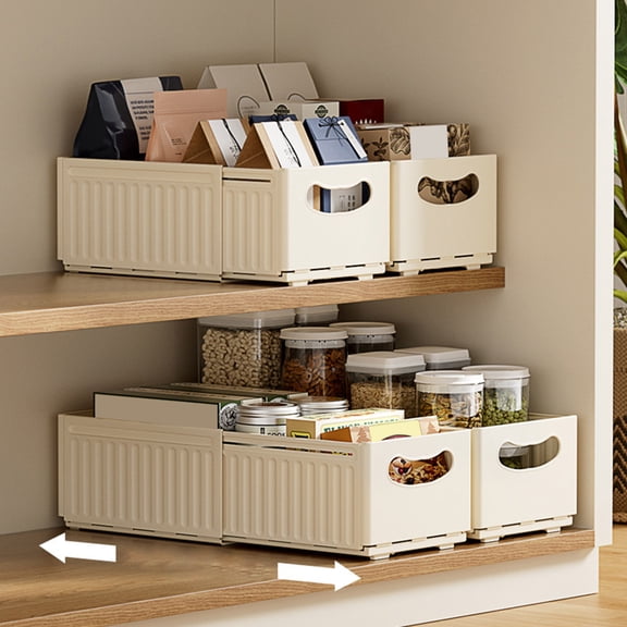 sunsanly Foldable Storage Bin Expandable Box with Handle Stackable Design Easy Access Drawer Organizers Separator Makeup Holder