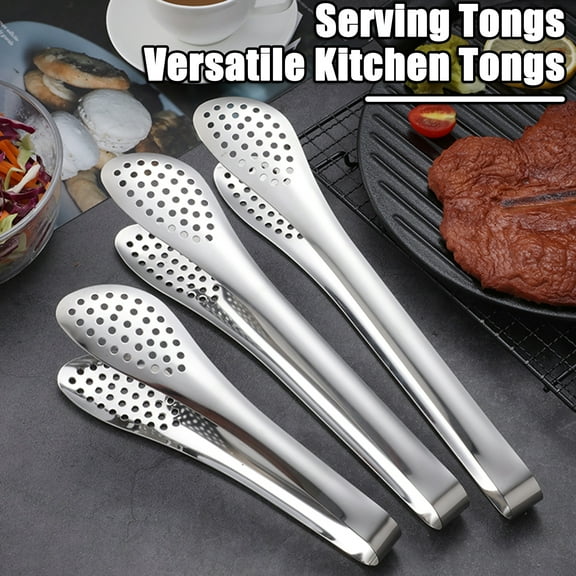 sunsanly Food Clip Cooking Salad Serving BBQ Tongs Gatherings Food Buffet Tongs Stainless Steel Bead Appetizer Seak Tongs Versatile Kitchen Tongs