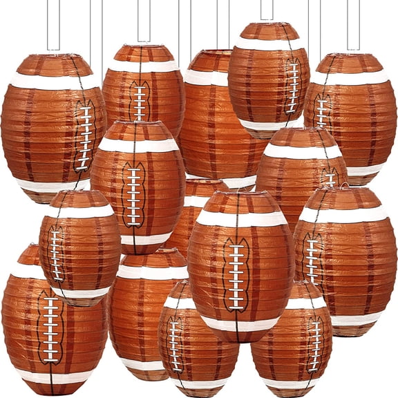 sunsanly Football Paper Lantern Foldable Olive Shape Contrast Color Reusable Great Fidelity Party Decor Hanging Indoor Outdoor Paper Lantern Party Supplies