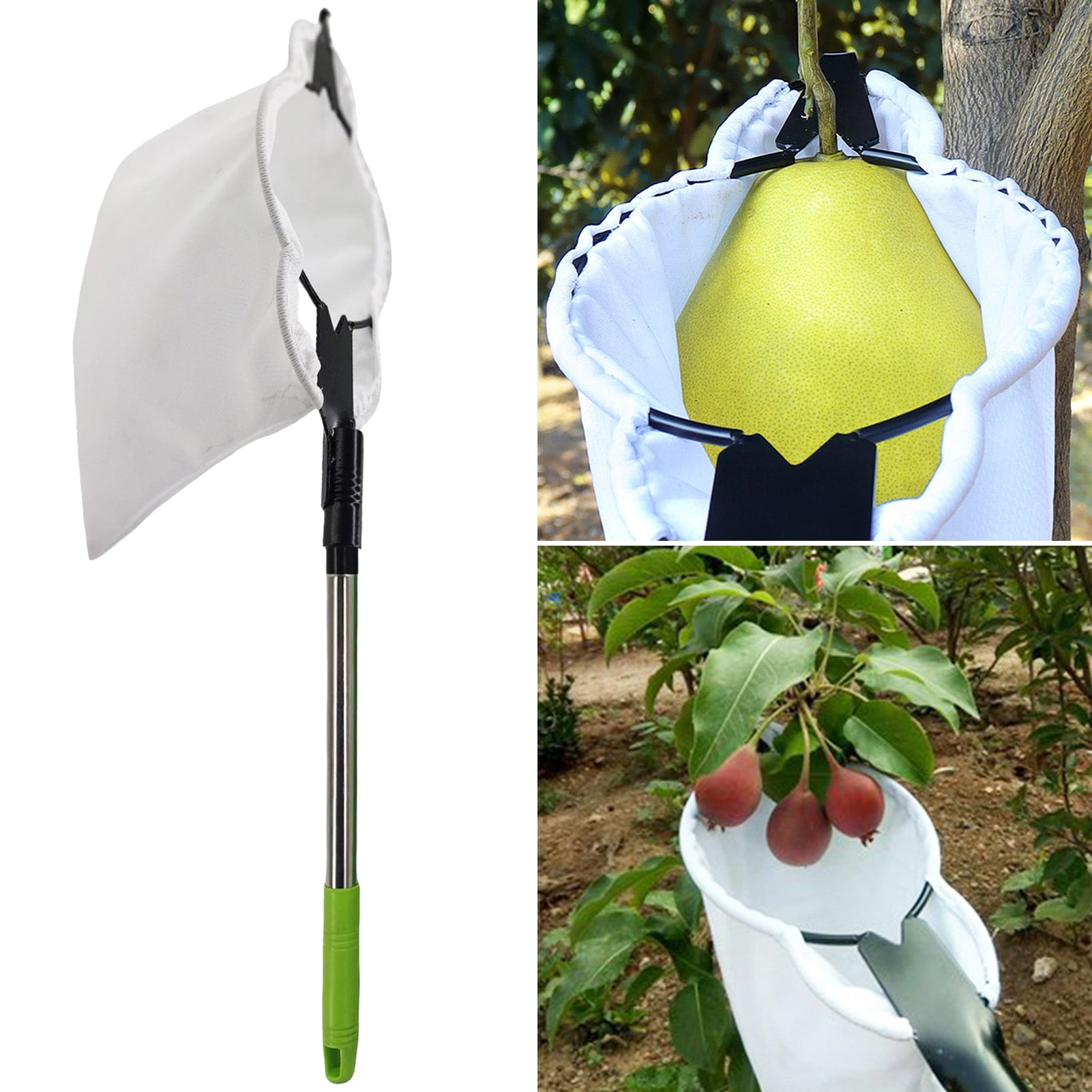sunsanly Fruit Picker with Basket Adjustable Stainless Steel Segmented
