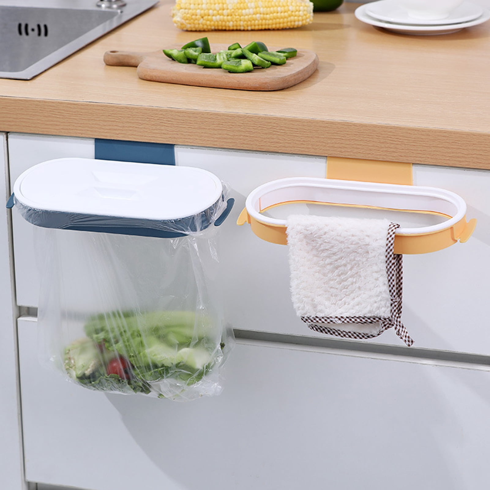 Garbage Bag Rack Stack sunsanly Garbage Rack with Lid Odor Control Easy Installation Cabinet ...