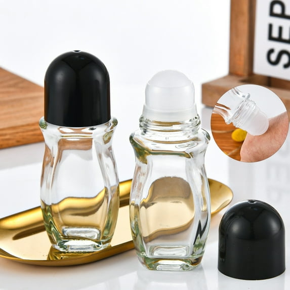 sunsanly Glass Empty Roller Bottle with Roller Ball Leak-Proof Smooth Rolling Massage Clear Glass Container with Caps for Essential Oils Alcohol Lotion
