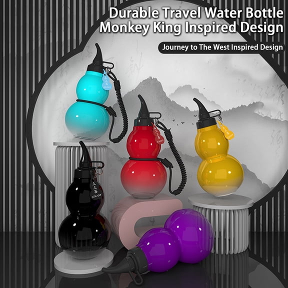 sunsanly Gourd Water Bottle 800ml Tritan Sports Monkey King Inspired Design Kettle Travel Gym Water Bottle Chinese Retro-Inspired Gourd Bottle with DIY Accessories