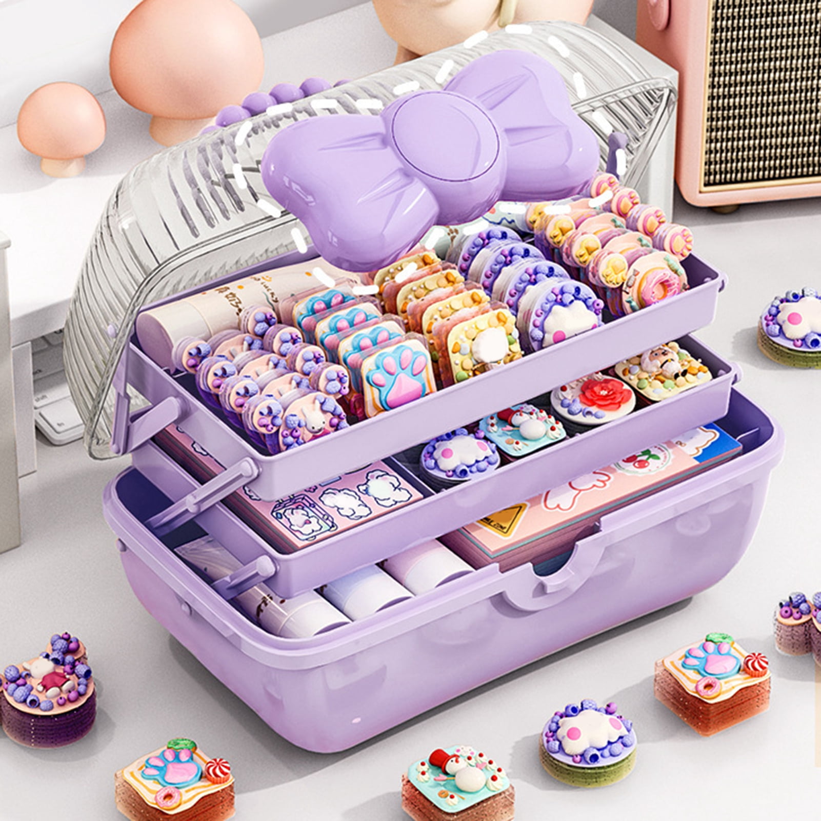 sunsanly Hair Accessories Storage Box with Handle Large Capacity 3