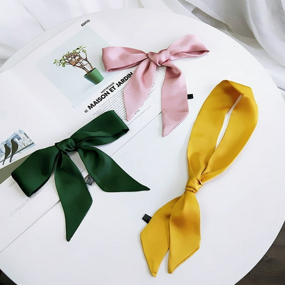 sunsanly Handbag Scarf Solid Color Wear Resistant Lint Free Smooth Friendly to Skin Decorative Polyester Women Handbag Scarf Band Hair Neck Ribbon for Women