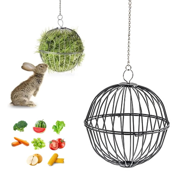 sunsanly Hanging Chicken Feeder Hamster Rabbit Treat Ball Vegetable String Ball Poultry Fruit Holder with Adjustable Height Stainless Steel Chain Easy Assembly Feeding Tool for Poultry Chinchillas
