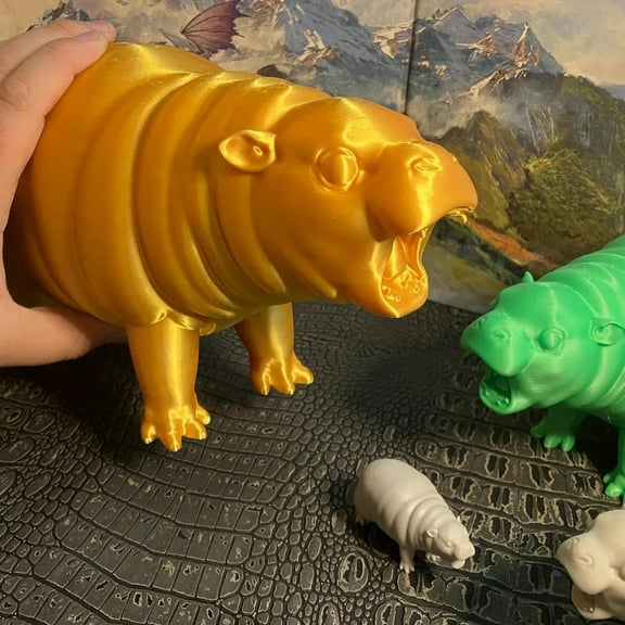 sunsanly Hippo Statue Realistic Looking Exquisite Details Portable Hippopotamus Sculpture Desktop Animal Figurine Decor