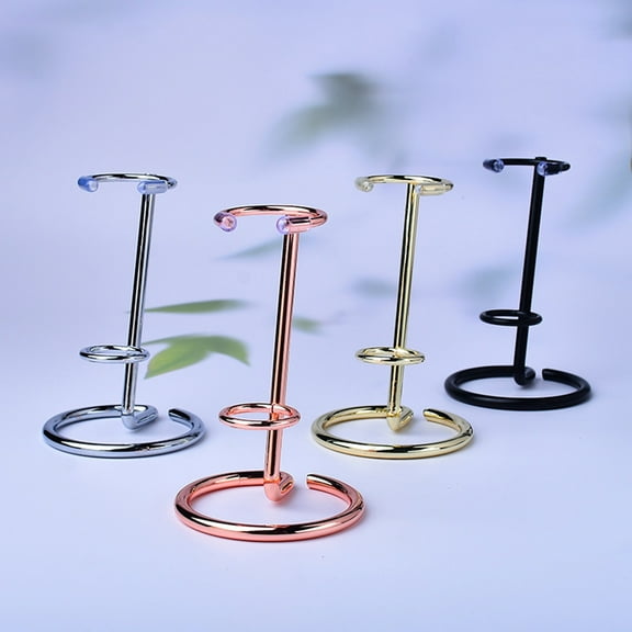 sunsanly Iron Arm Wand Display Stand Holder Round Base Design Iron Base Faux Crystal Ornament Storage Support Home Office Decor