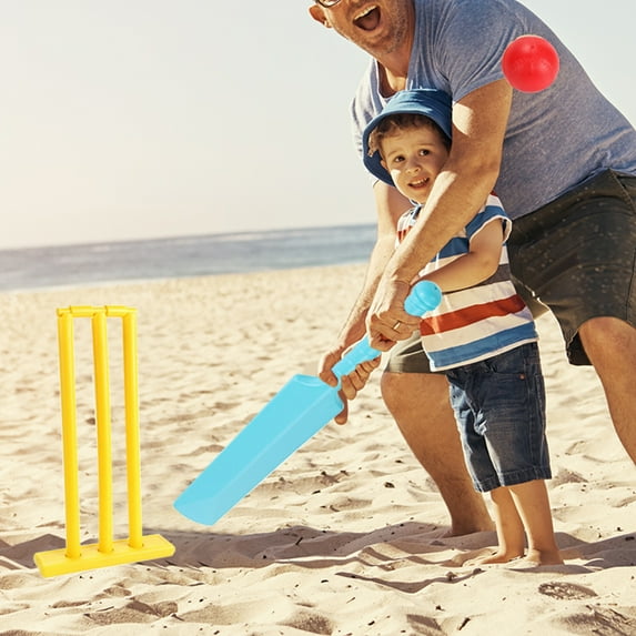 sunsanly Kids Cricket Set for Beginners Complete Bat Stumps Ball Kit Educational Fun Parent-Child Sports Game Interactive Cricket Games for Active Play Coordination Skills