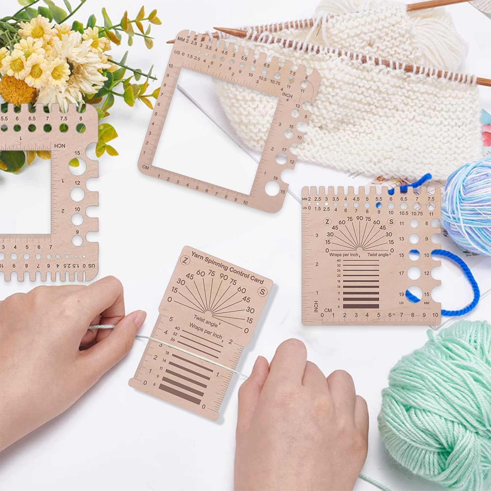 sunsanly Knitting Gauge Clear Scale Needle Ruler Wear-Resistant Yarn ...