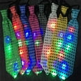 thumbnail image 1 of sunsanly LED Luminous Tie Dot Print Button Battery Powered Necktie Men Women Colorful Sequins Glowing Tie Parties Nightclubs Accessories, 1 of 8