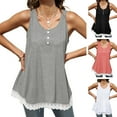 thumbnail image 1 of sunsanly Lady Top Lace Patchwork Loose Fit Round Neck Sleeveless Breathable Soft Wear Summer Big Hem Casual Vest Top Female Clothing, 1 of 8