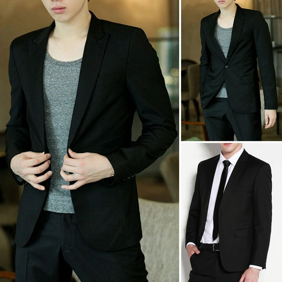 sunsanly Lapel Long Sleeve Flap Pockets Buttons Closure Men Blazer Spring Autumn Solid Color Suit Jacket