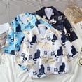 thumbnail image 1 of sunsanly Lapel Short Sleeve Buttons Closure Couple Shirt Summer Chinese Character Cats Print Beach Shirt Beachwear, 1 of 8