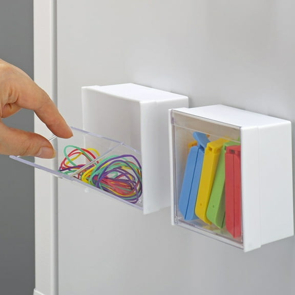 sunsanly Large Capacity Magnetic Storage Box with Transparent Lid Dustproof Easy to Install Refrigerator Magnetic Storage Organizer