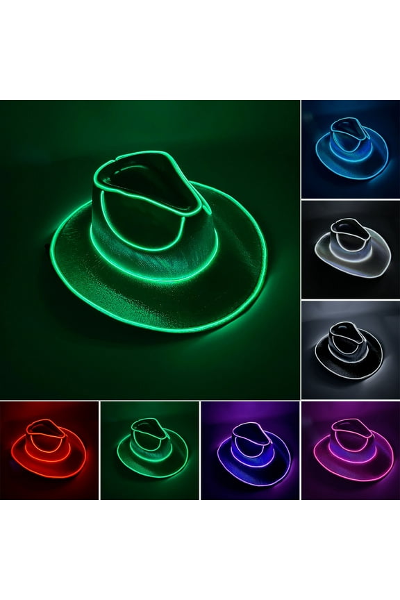 Light Up Cowgirl Hat Wireless Neon Western LED Cowboy Cap Luminous Flashing Light Bar Hat for Halloween Party Supplies