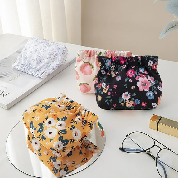 sunsanly Lipstick Bag Waterproof Floral Print Metal Spring Opening Portable Lightweight Commute Travel Makeup Bag Earphone Key Stoarge Pouch Cosmetic Bag