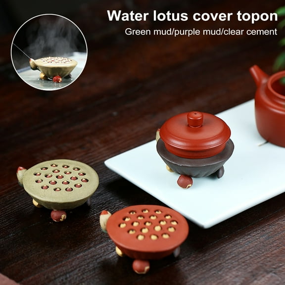 sunsanly Lotus Tea Pet Feng Shui Figurine Color Changing Purple Clay Ornaments Tea Pet Sculptures Tabletop Decor for Dining Table Living Room Office